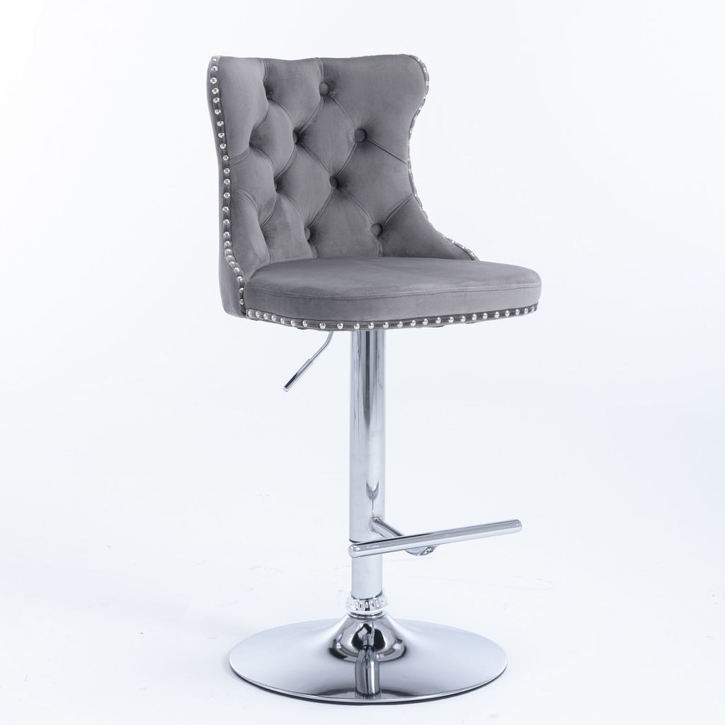 Swivel Barstools Adjusatble Seat Height From 25-33", Modern Upholstered Base Bar Stools With Backs Comfortable Tufted For Home Pub And Kitchen Island (Set of 2)