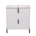Bathroom Vanity With Ceramic Sink, Fluted Design