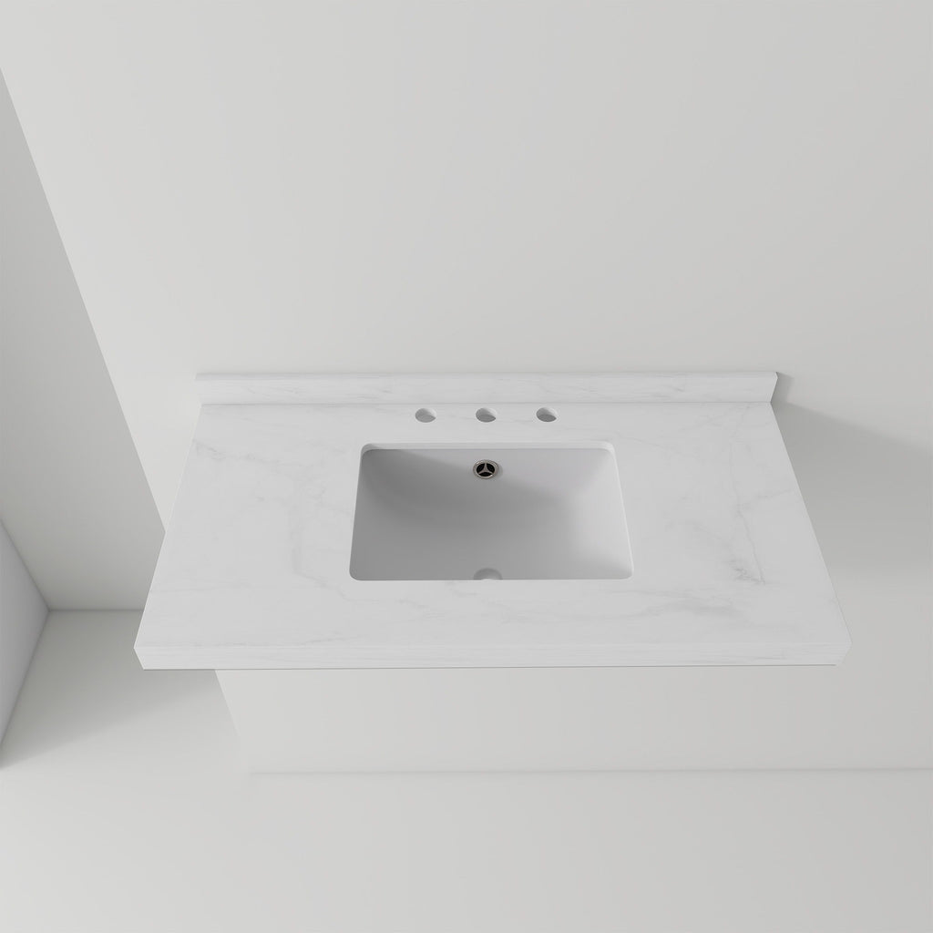 Basin Sink, Triple Faucet Holes, 2" Thick Rim, Sink Only