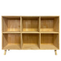 6 Cube Storage Shelf, Freestanding Open Bookcase With Legs Cubby Organizer For Living Room - Natural Wood