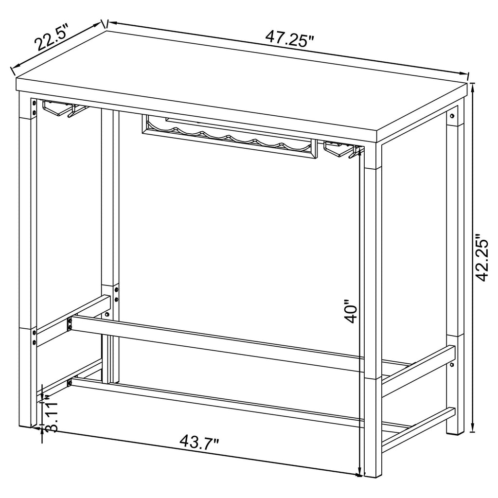 Tonneson - Bar Table With Trestle Base And Wine Storage - White