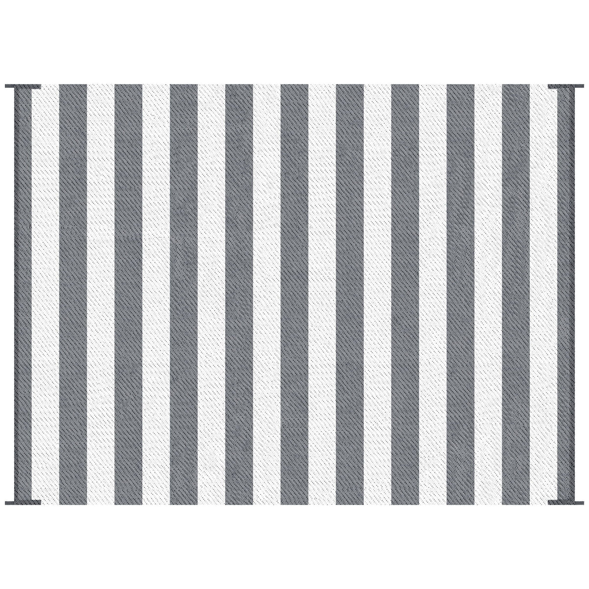 Outsunny - Reversible Outdoor Rug, 9' x 12' Waterproof Plastic Straw Floor Mat, Portable Rv Camping Carpet With Carry Bag, Large Floor Mat For Backyard, Deck, Picnic, Beach - Gray & White Striped