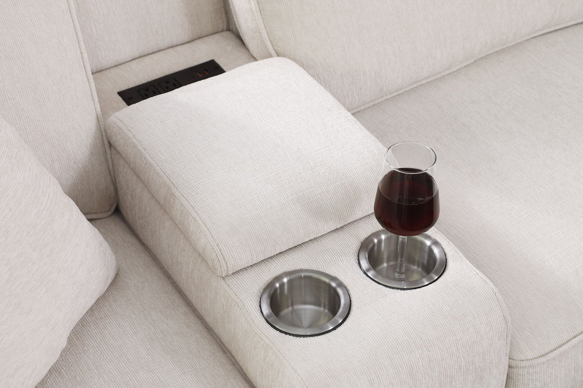 Rene - Sectional Sofa With Ottoman - Beige