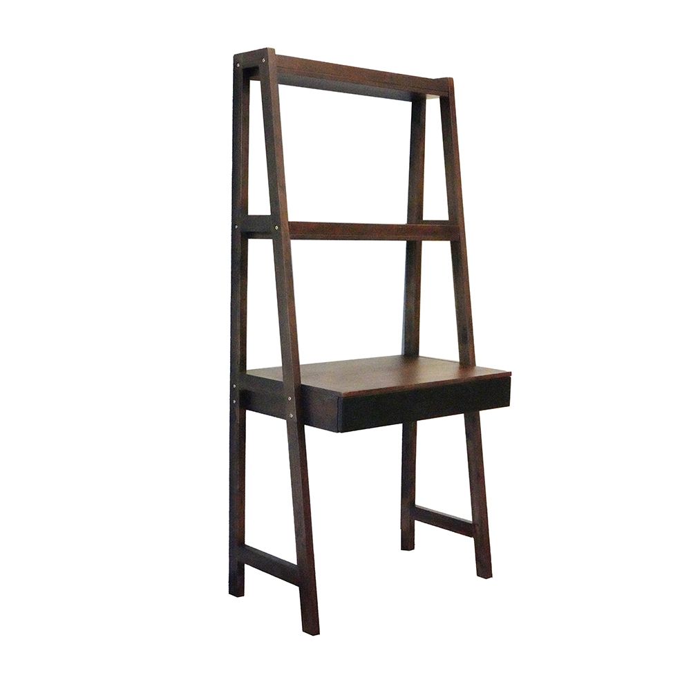 Ladder Desk, Ladder Style Display Shelf - Natural Wood / Brown