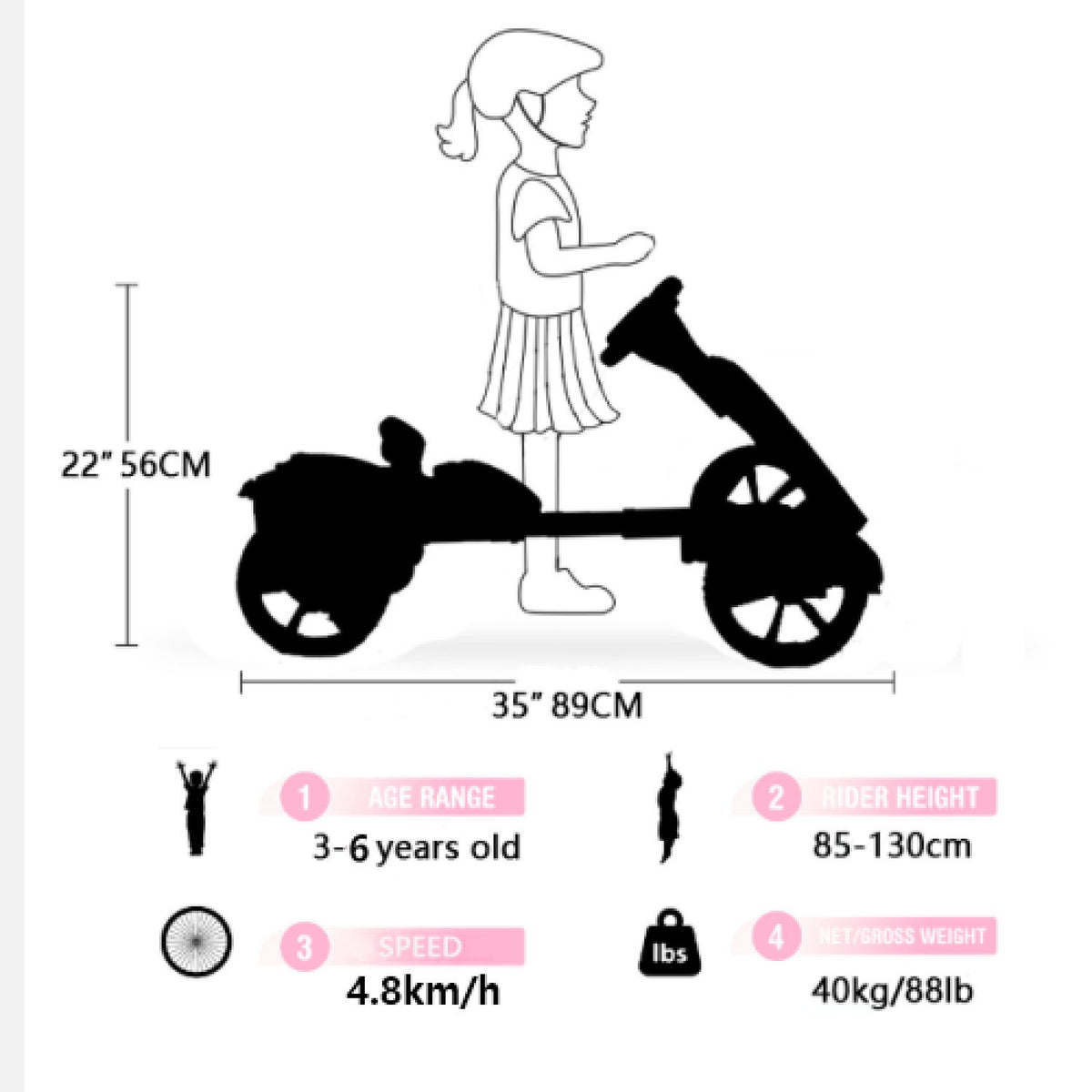 Electric Kids Pedal Go Kart With Adjustable Seat, Foldable Design