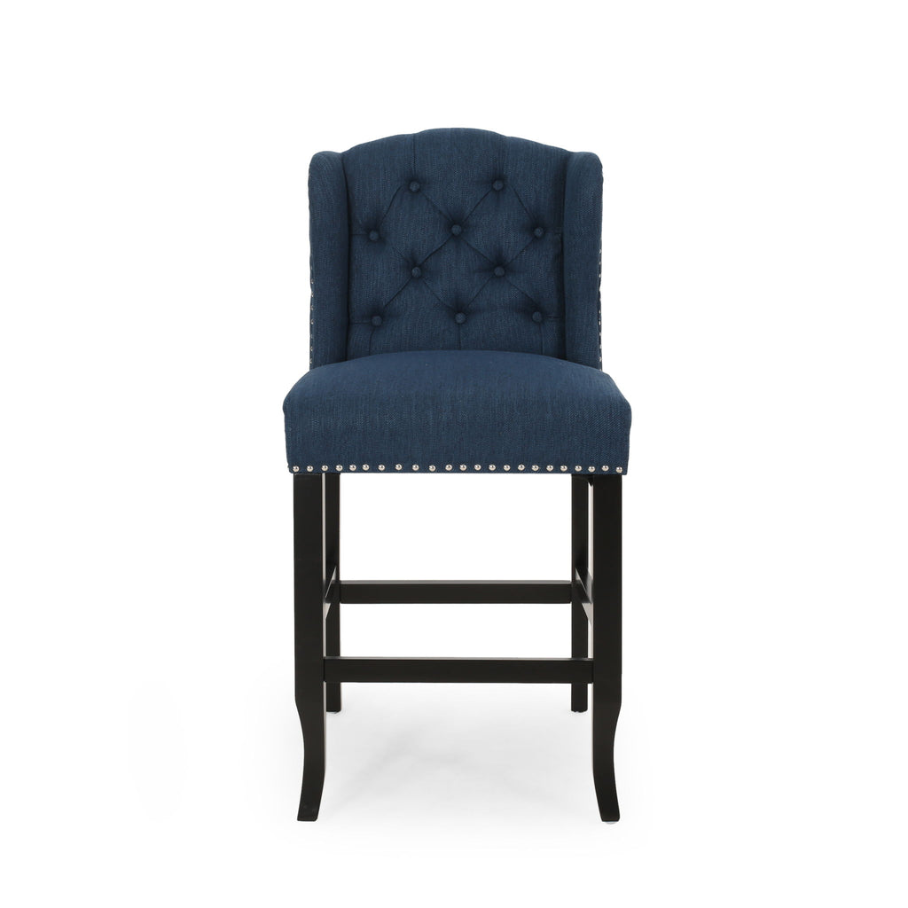 Vienna - Fabric Tufted Counter Stool With Nailhead Accents (Set of 2)