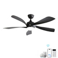 52" Low Profile Ceiling Fan With Remote Control Lights DC Motor For Patio Living Room - Black