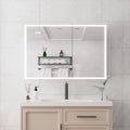 Bathroom Medicine Cabinet With Lights, LED Medicine Cabinet With Mirror, Double Door Lighted Medicine Cabinet & Defogger, Dimmer, Clock & Temp Display, 2 Outlets & USB Ports - Silver