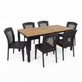 7 Piece Outdoor Dining Set With Table And 6 Chairs - Brown Multi