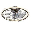 Caged Ceiling Fan With Remote Control Lights, 6 Speeds, 3 Color Temperature LED - Antique Black