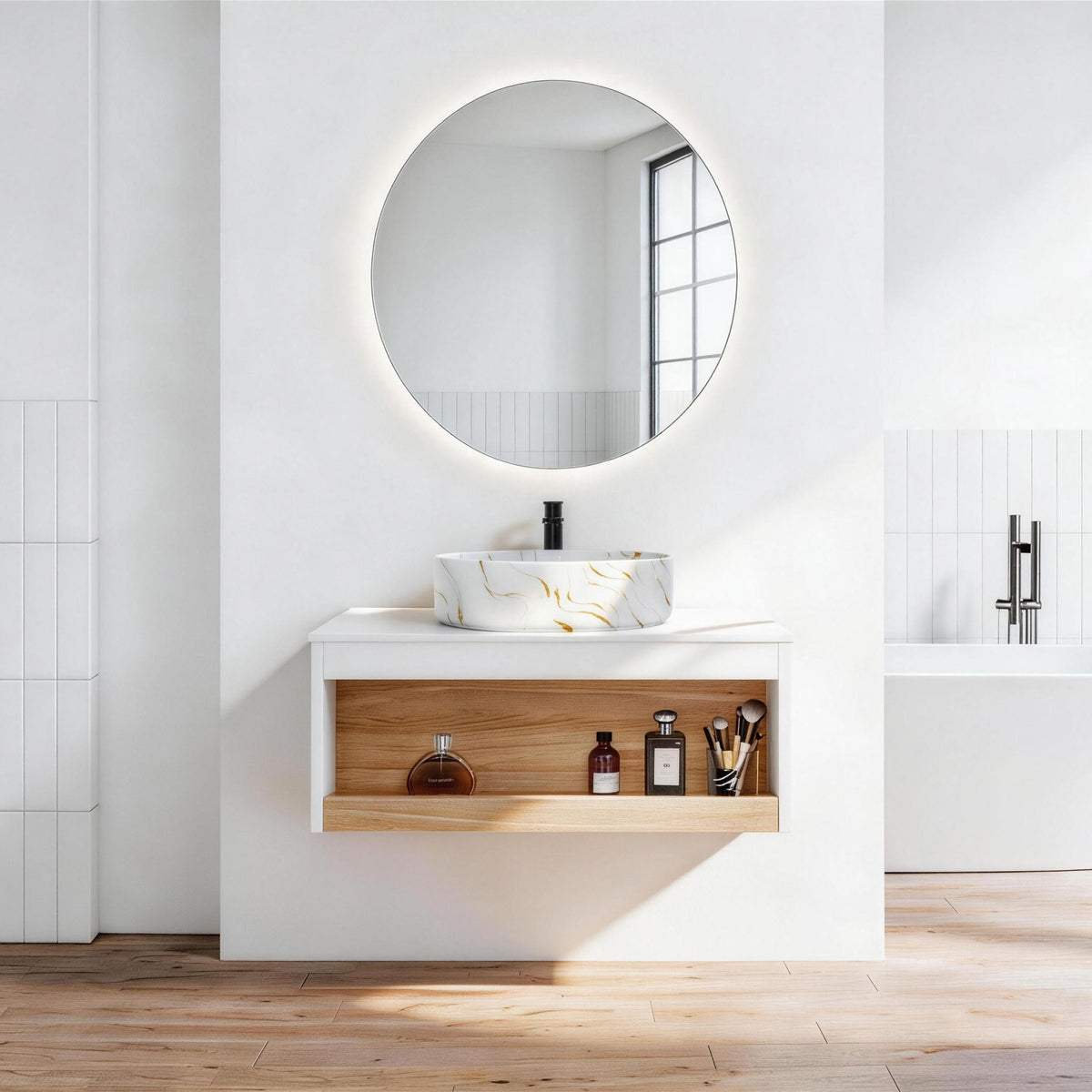 Floating Bathroom Vanity With Vessel Sink
