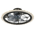 Caged Ceiling Fan & Remote Controlled Dimmable LED Lights, Flush Mount Fan, Low Profile Design - Antique Black