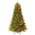 7.5Ft Premium Life Like Full Flocked Christmas Tree With Stand, Fire Resistant Tips, Warm & Colorful LED Lights - Green