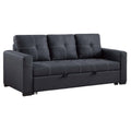 Sectional Sofa Pull Out Bed Upholstered Tufted Convertible Couch - Black