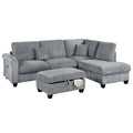 Contemporary Sectional Set With Right Arm Chaise, Left Arm Sofa With USB Port, Storage Ottoman