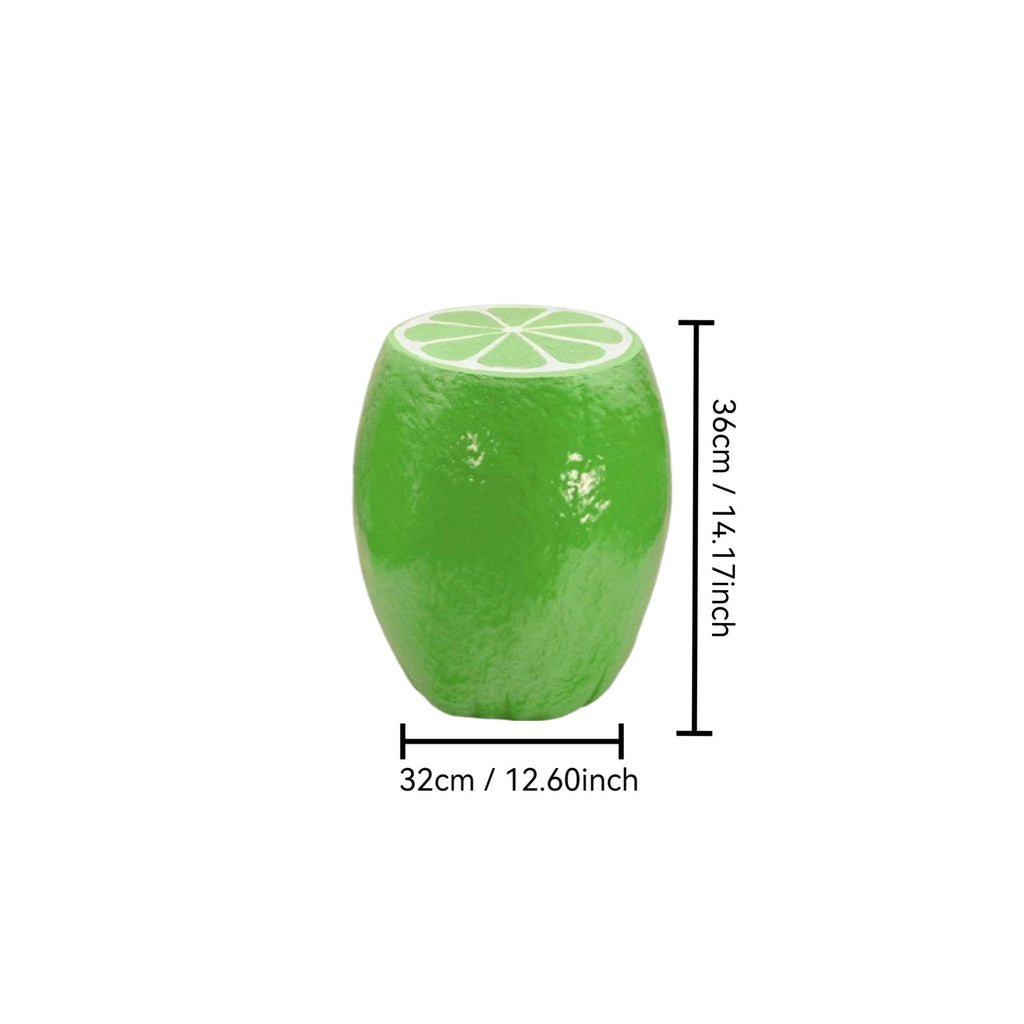 Novelty Lime Stool, Fruit Shaped Plant Stand & End Table, Accent Furniture For Home Garden Decoration - Green