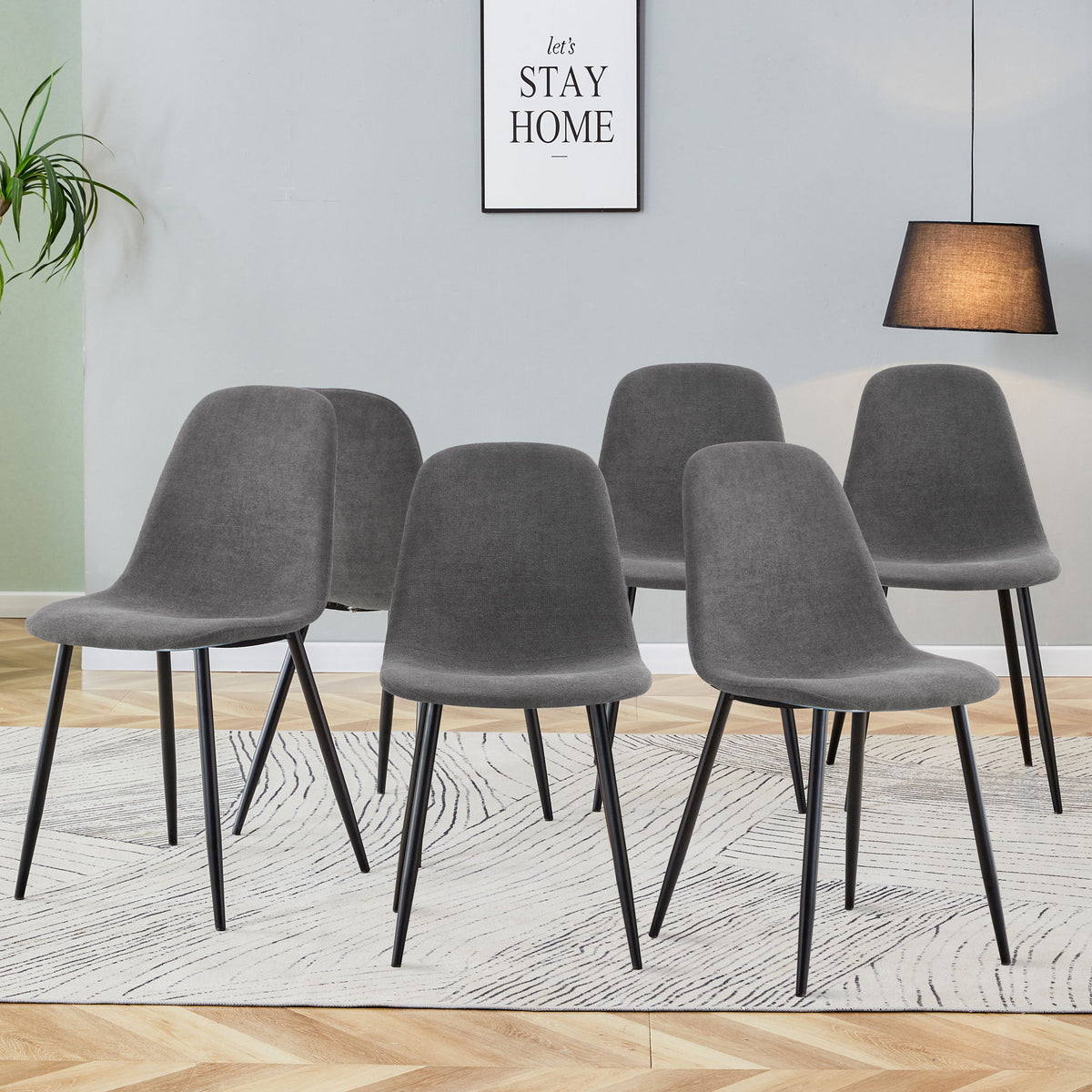 Modern Medieval Style Cushioned Side Chairs Set With Metal Legs For Kitchens