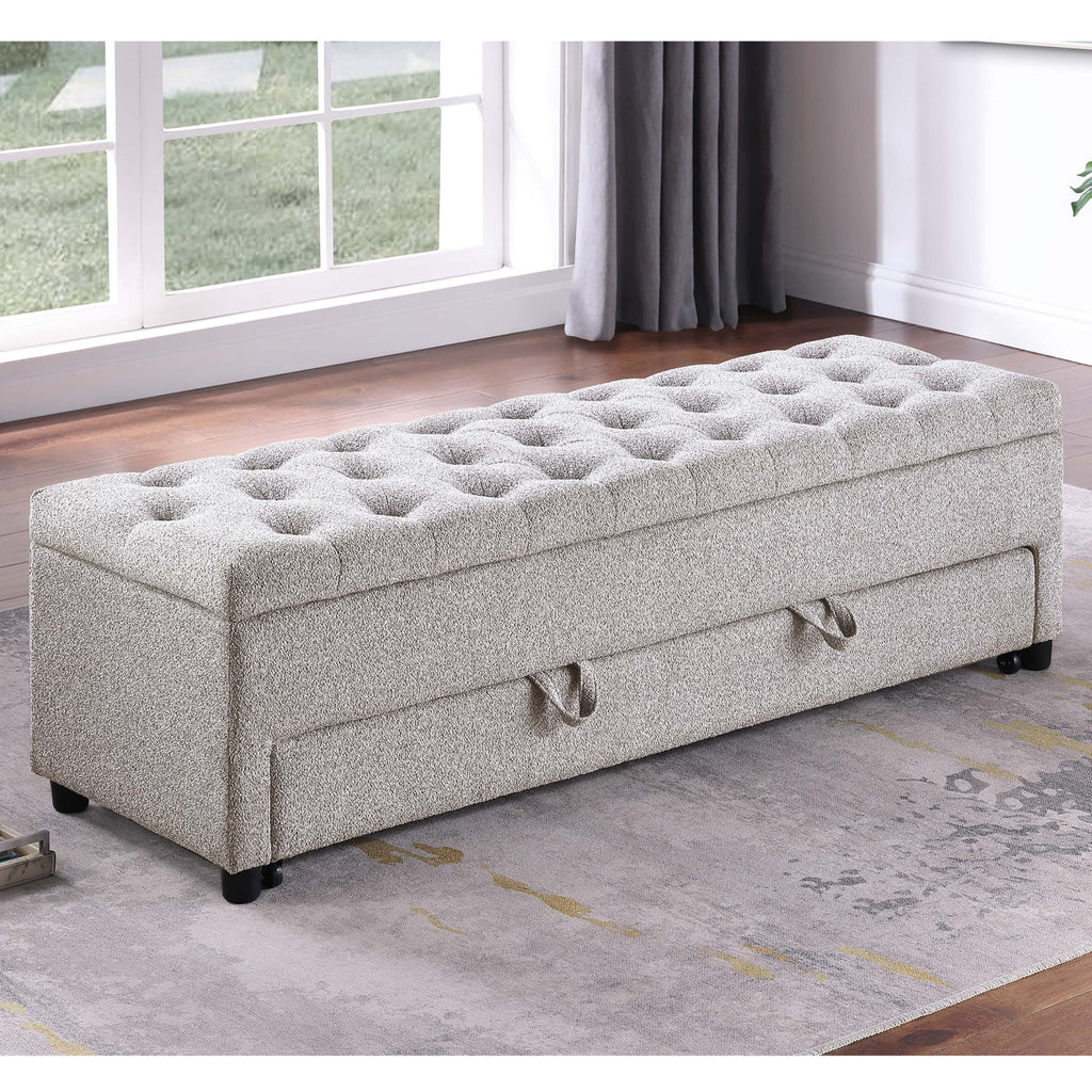 Storage Ottoman With Tufted Seat And Underseat Drawer