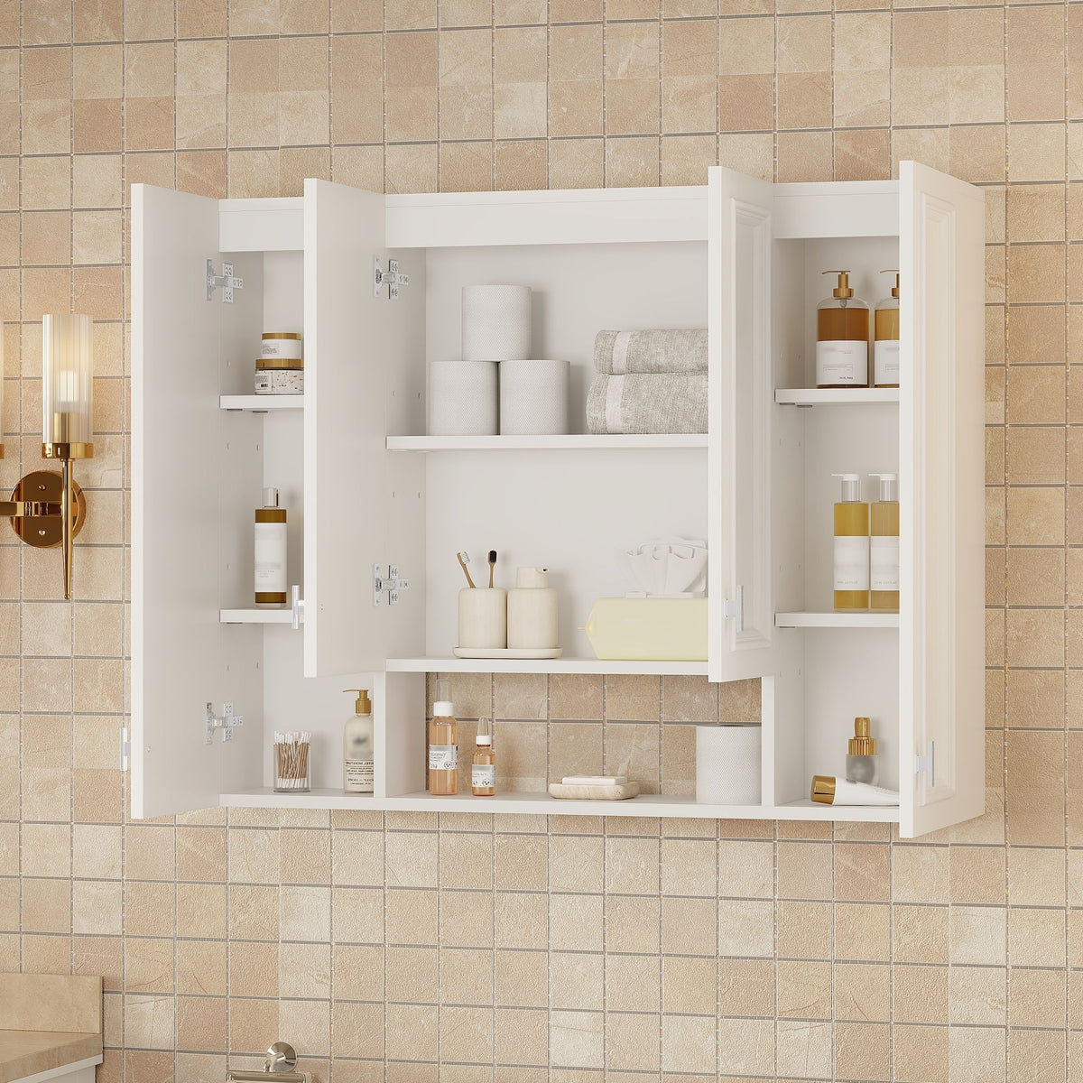 Wall Mounted Bathroom Cabinet With 5 Adjustable Shelves