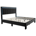 Bed With Channel Tufting And Built In LED Headboard