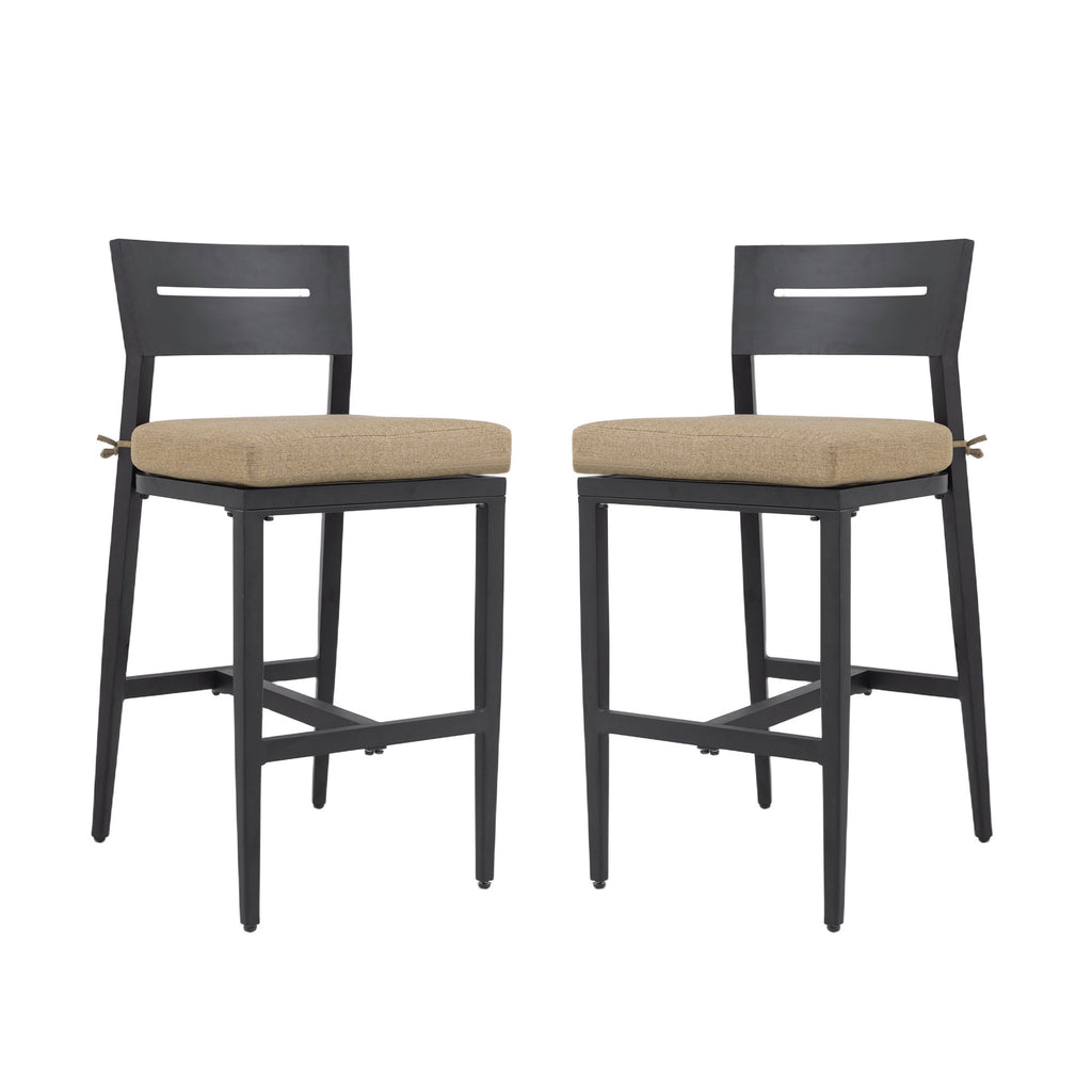 Modern Outdoor Bar Stools With Backrest And Footrest (Set of 2)