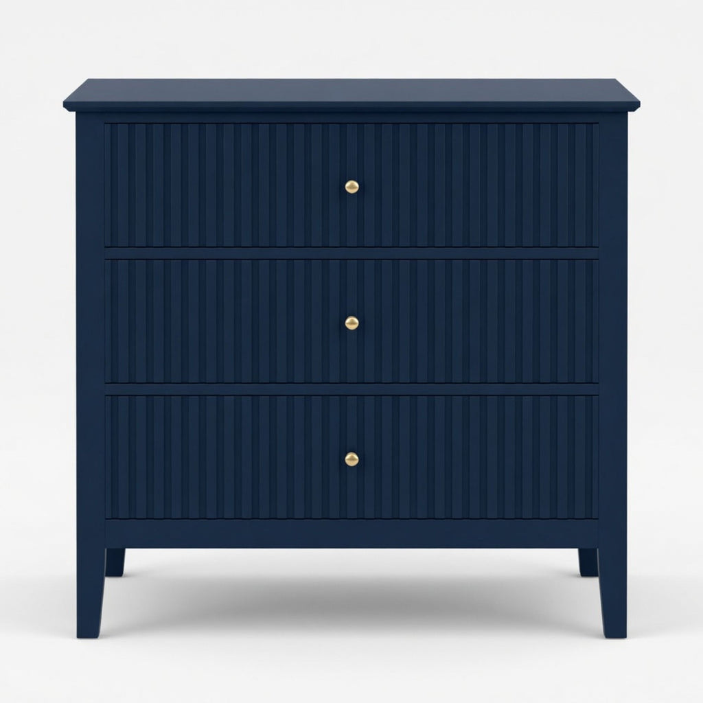 Fluted 3 Drawer Nightstand With Soft Close Slides