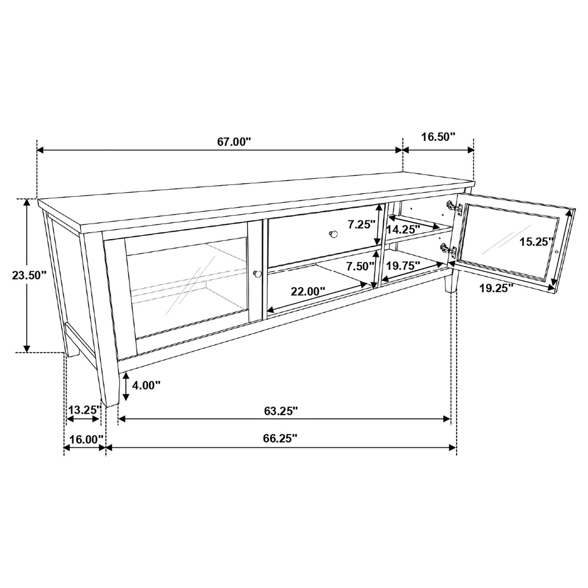 Evanston - 3 Piece 67" TV Stand - White