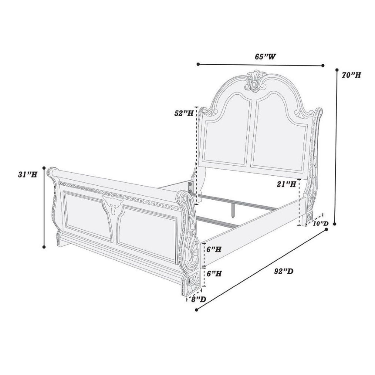 Queen Size Bed Panel Headboard And Footboard - Brown