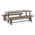 Outdoor 3 Piece Picnic Dining Set - Gray / Rustic Metal