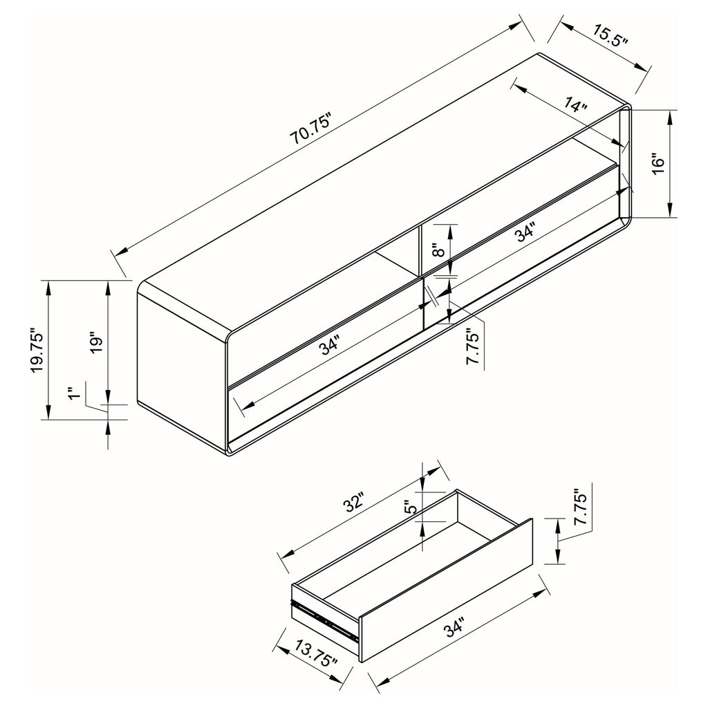 Cordova - 2 Drawer TV Stand - Gloss White