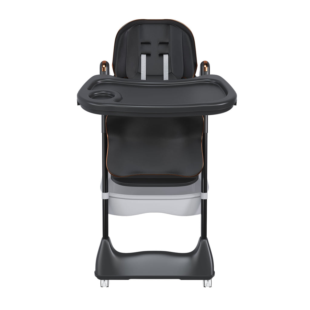 Adjustable Baby High Chair 0-6 Years, Portable Infant Feeding Seat With Safety Belt, Silent Lockable Wheels