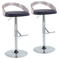 Grotto - Contemporary Adjustable Height Barstool With Swivel With Straight T Footrest (Set of 2) - Black