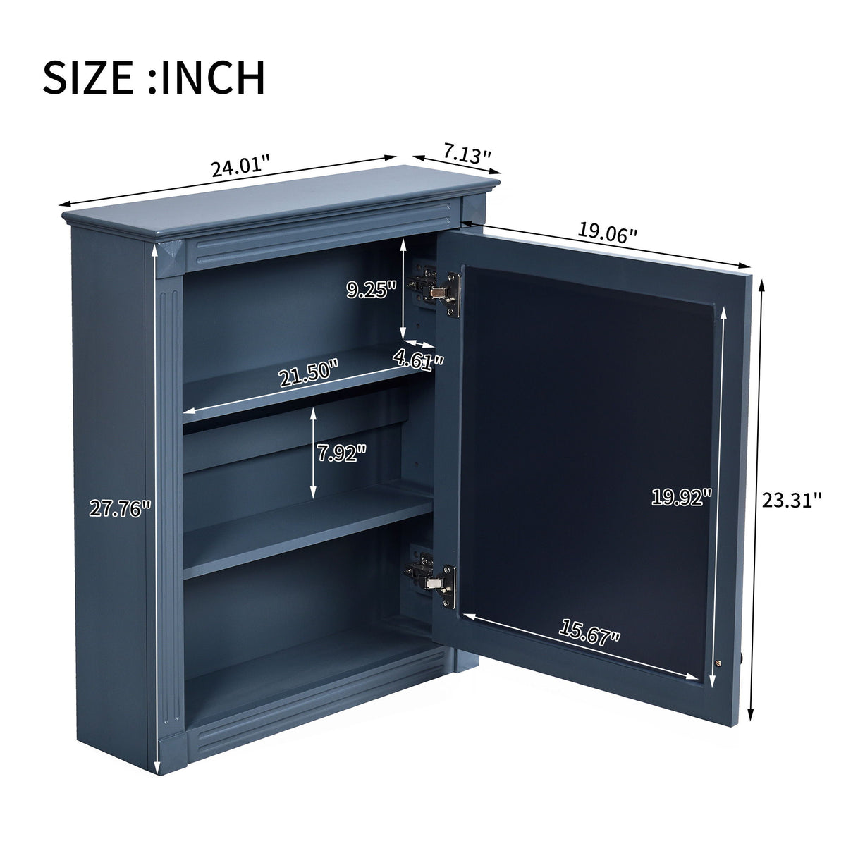 Wall Mounted Bathroom Storage Cabinet With Mirror, Medicine Cabinet With Height Adjustable Shelf