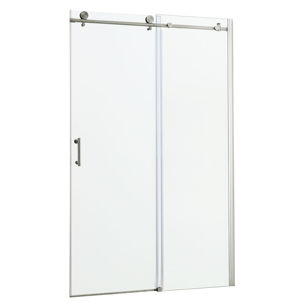 Shower Door Single Sliding Bypass Enclosure - Brushed Silver