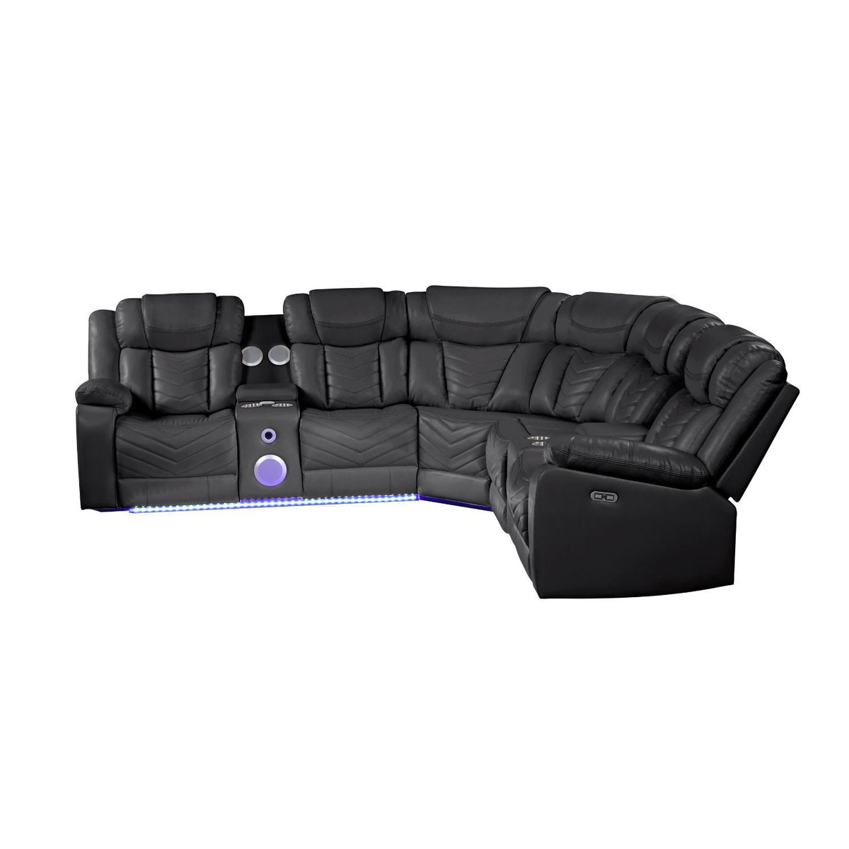 Challenger - Recliner Sectional Sofa, Built In USB, C Ports & Bluetooth