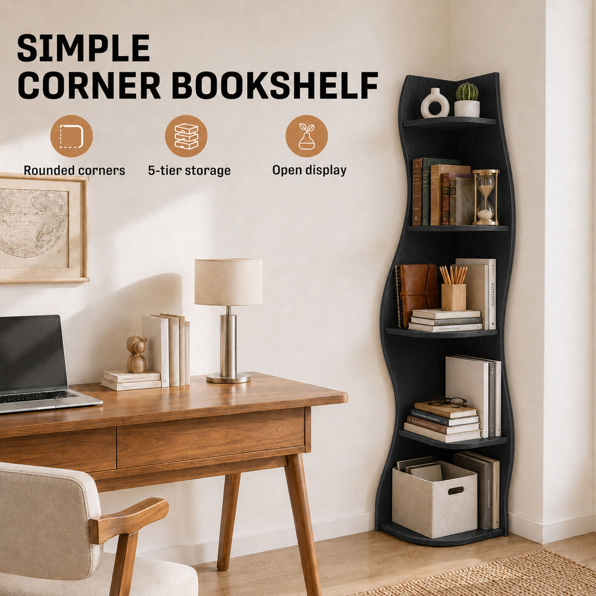 5 Tier S - Shaped Corner Shelf For Living Room