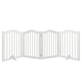 4 Panel Freestanding Pet Gate With Foldable Design And Support Feet - White