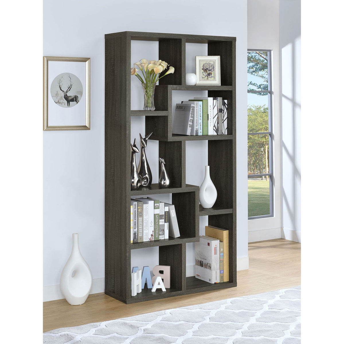 8 Shelf Geometric Bookcase