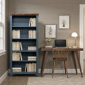 Nantucket - 5 Shelf Bookcase - Blue Denim / Whiskey