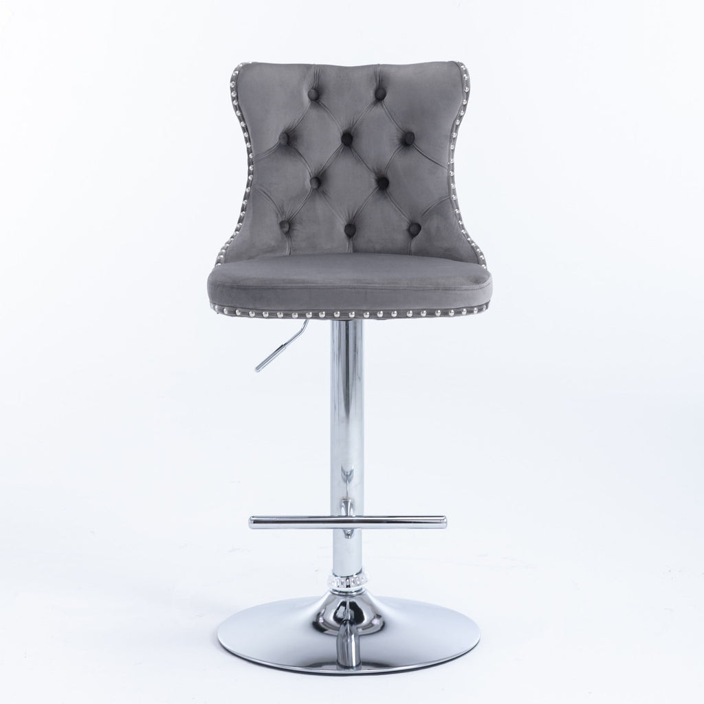 Swivel Barstools Adjusatble Seat Height From 25-33", Modern Upholstered Base Bar Stools With Backs Comfortable Tufted For Home Pub And Kitchen Island (Set of 2)