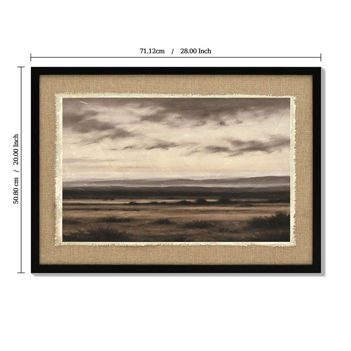 Vintage Landscape Large Framed Wall Art, Nature Wilderness Scenery Paintings Decor Aesthetic - Ember Black / Linen Sesame
