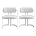 Upholstered Dining Armchairs (Set of 2) - Beige / White