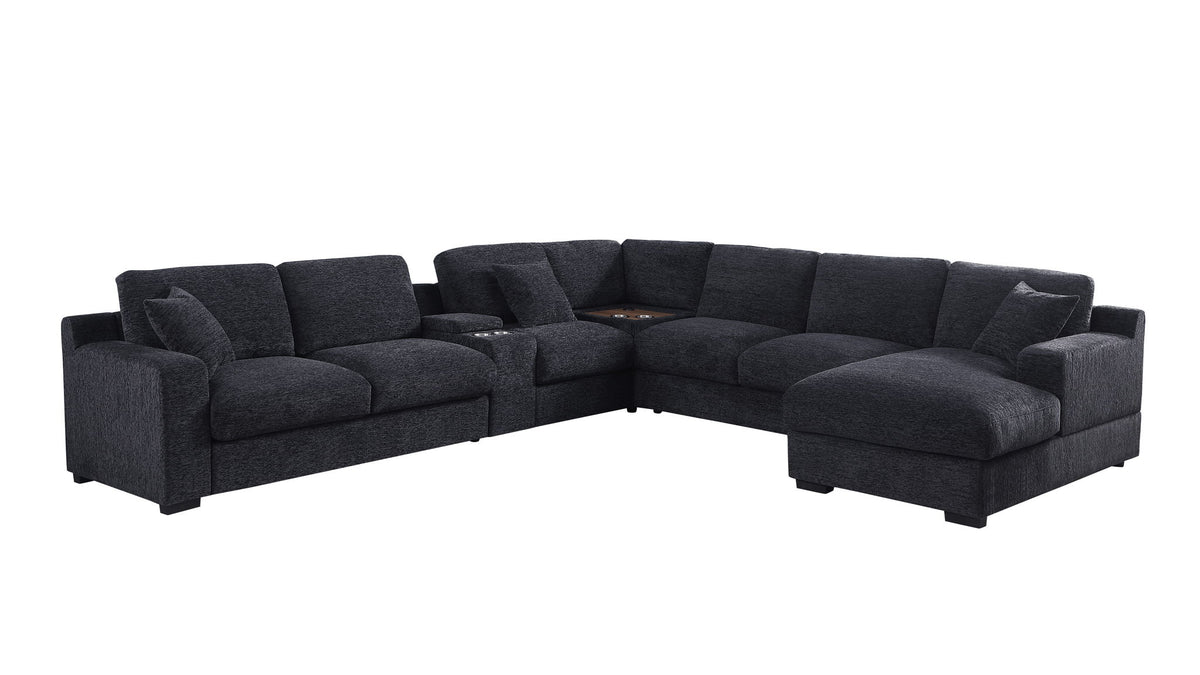 Celine - Fabric Corner Sectional Sofa With Right-Facing Chaise, Cupholders, And Charging Ports