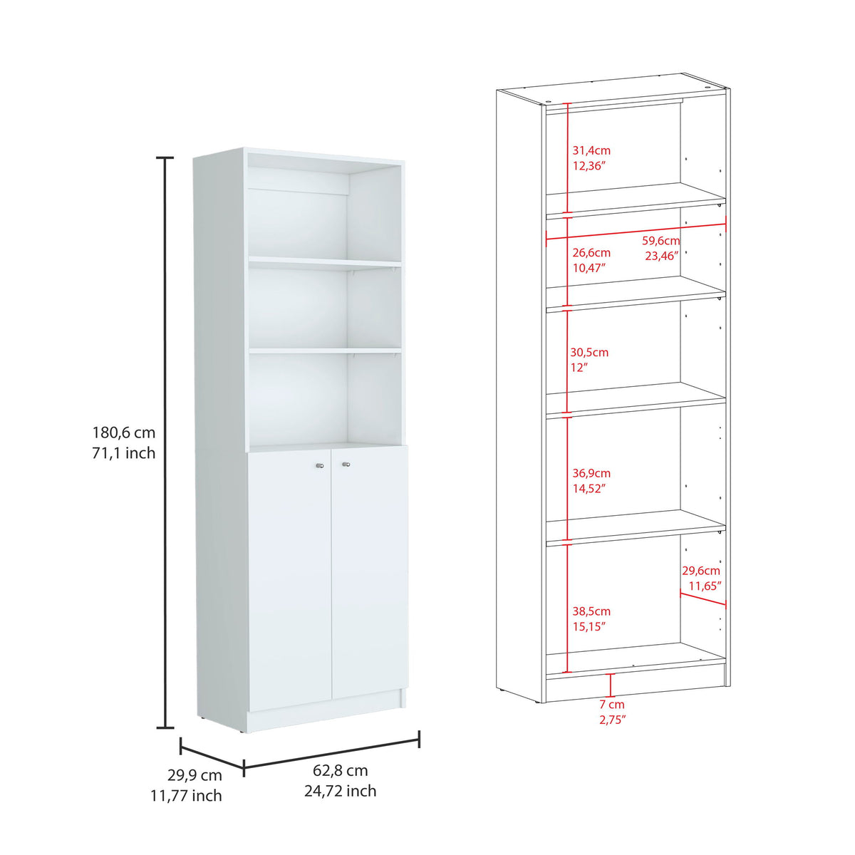 Levan - 3 Piece Living Room Set With 3 Bookcases