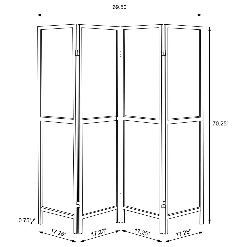 4 Panel Folding Screen, Space Divider - Brown