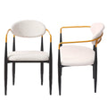 Modern Upholstered Dining Chair With Accented Armrests (Set of 2)