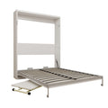 Queen Size Wall Mounted Murphy Bed With Manual Height Adjustable Desk, Cabinet & Frame & Computer Desk - White