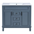 36" Bathroom Vanity With Top Sink, Basin On Cabinet With 2 Soft Closing Doors And 2 Drawers - Blue