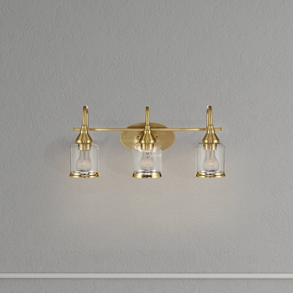 3 Lights Brush Vanity Light - Clear / Gold