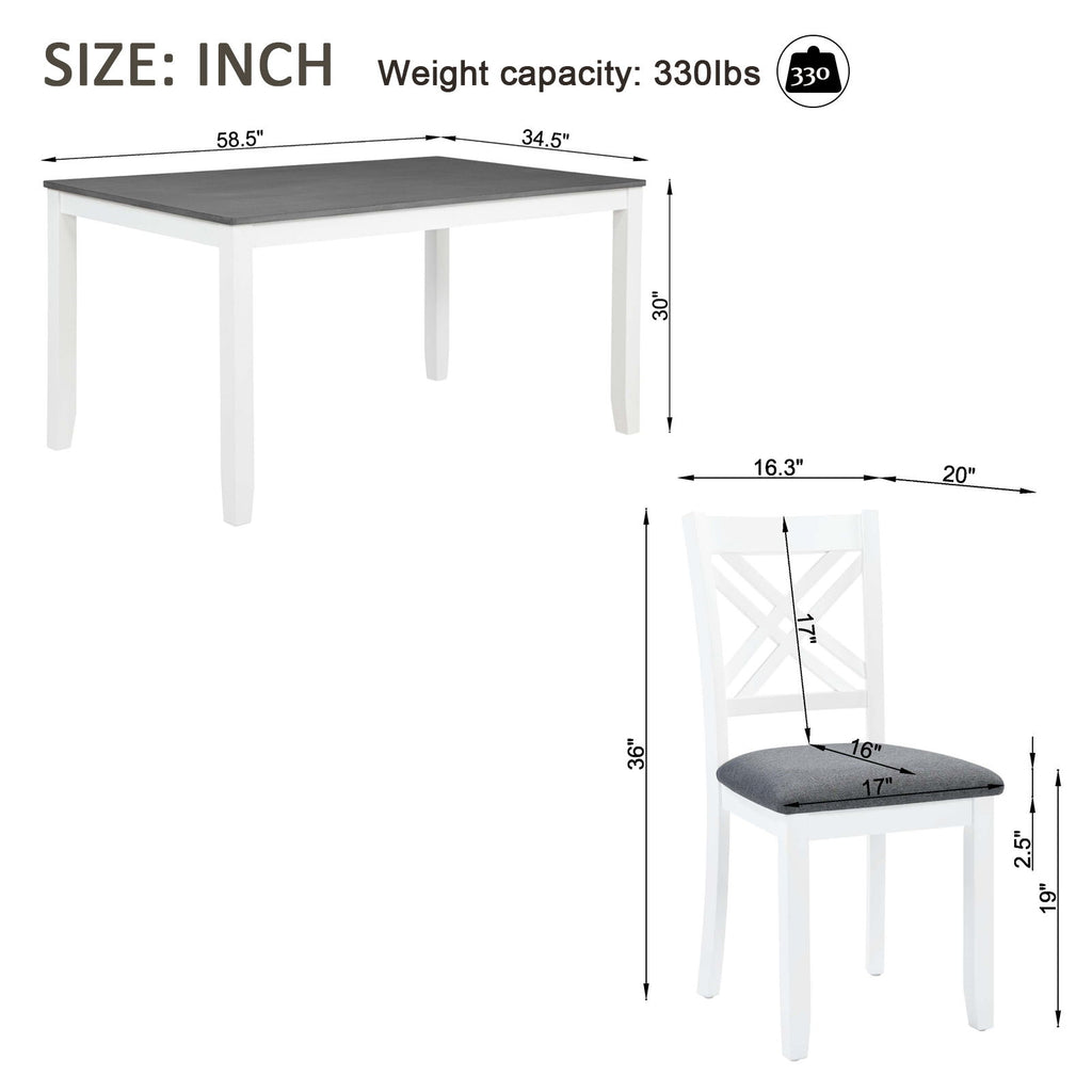 Kitchen Dining Set, Rectangular Dining Table & Upholstered Chairs